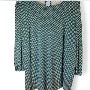 Adrianna Papell Green with Geometric Patterned Blouse